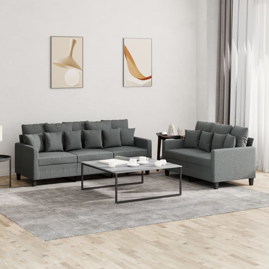 2-delige Loungeset met kussens stof donkergrijs is nu te koop bij PeponiXL, paradijselijk wonen!