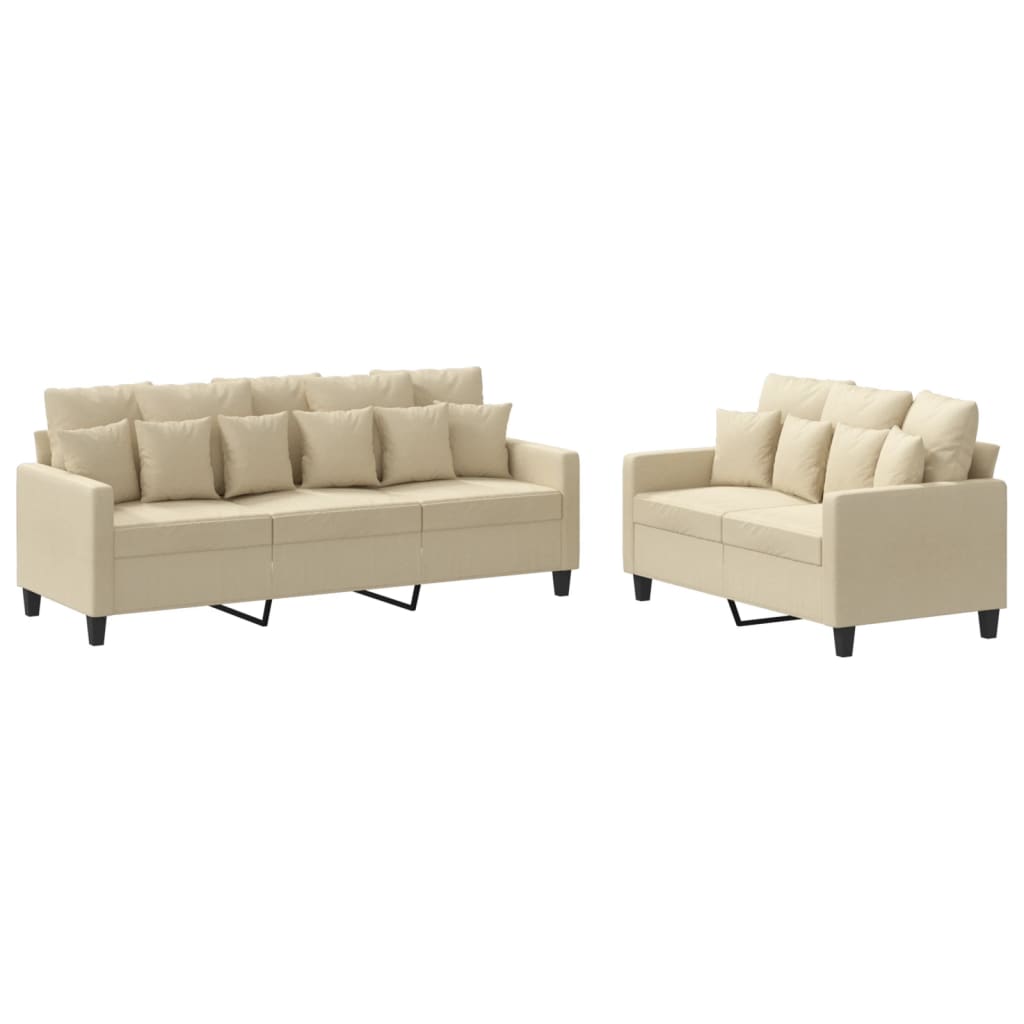 2-delige Loungeset met kussens stof crèmekleurig is nu te koop bij PeponiXL, paradijselijk wonen!