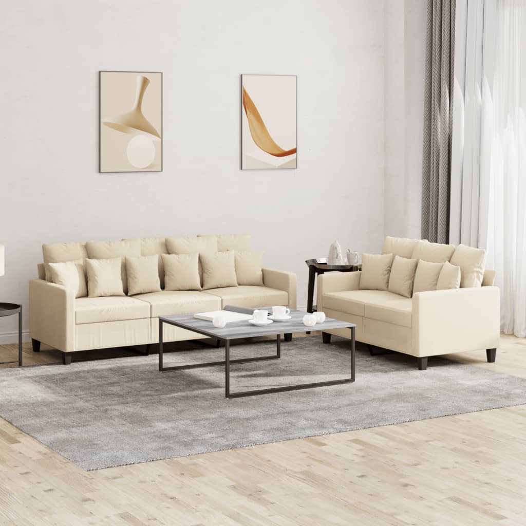 2-delige Loungeset met kussens stof crèmekleurig is nu te koop bij PeponiXL, paradijselijk wonen!