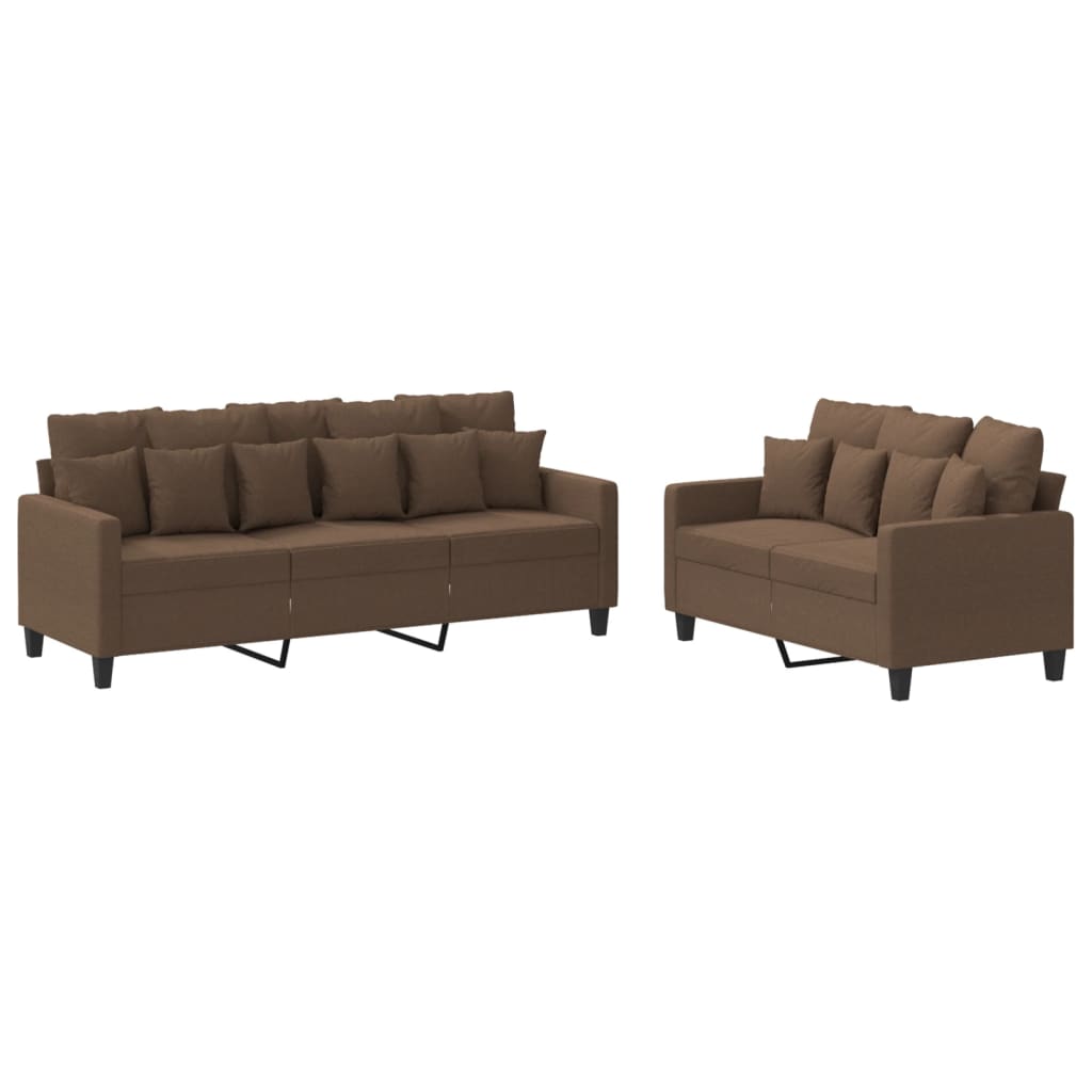 2-delige Loungeset met kussens stof bruin is nu te koop bij PeponiXL, paradijselijk wonen!