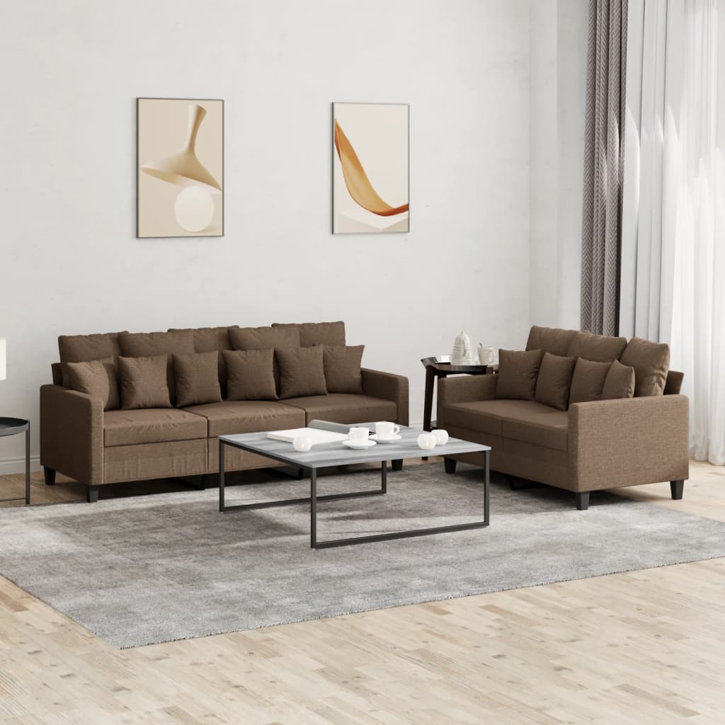 2-delige Loungeset met kussens stof bruin is nu te koop bij PeponiXL, paradijselijk wonen!