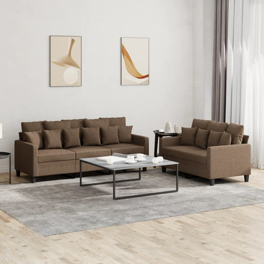 2-delige Loungeset met kussens stof bruin is nu te koop bij PeponiXL, paradijselijk wonen!