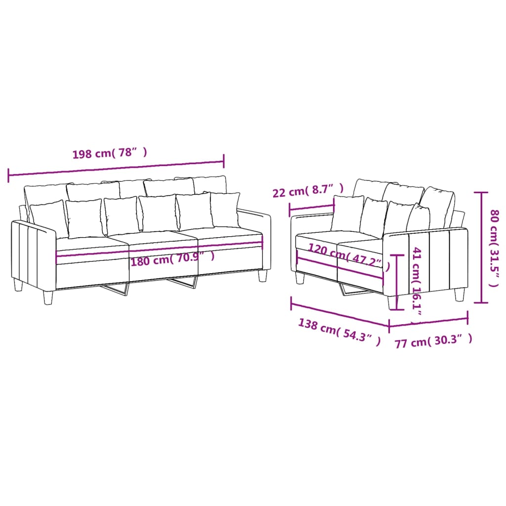 2-delige loungeset met kussens stof zwart is nu te koop bij PeponiXL, paradijselijk wonen!