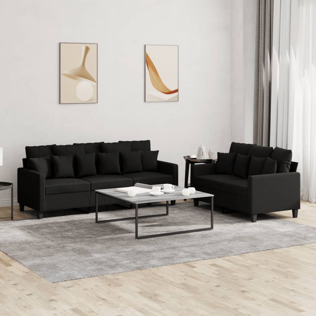 2-delige loungeset met kussens stof zwart is nu te koop bij PeponiXL, paradijselijk wonen!