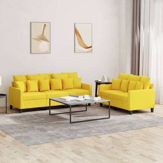 2-delige Loungeset met kussens stof lichtgeel is nu te koop bij PeponiXL, paradijselijk wonen!