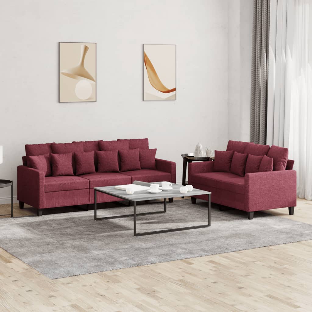 2-delige Loungeset met kussens stof wijnrood is nu te koop bij PeponiXL, paradijselijk wonen!