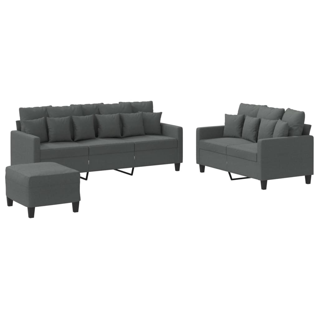 3-delige Loungeset met kussens stof donkergrijs is nu te koop bij PeponiXL, paradijselijk wonen!