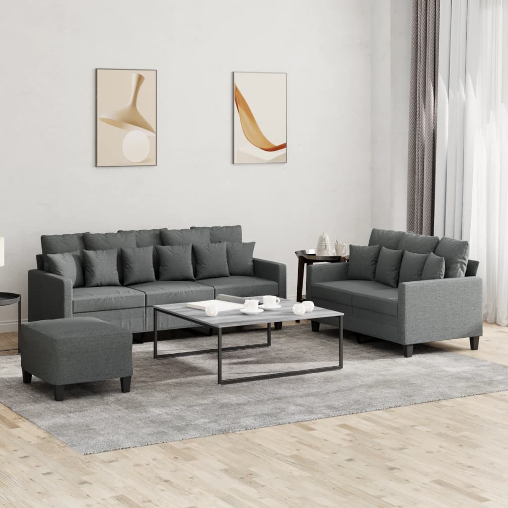 3-delige Loungeset met kussens stof donkergrijs is nu te koop bij PeponiXL, paradijselijk wonen!
