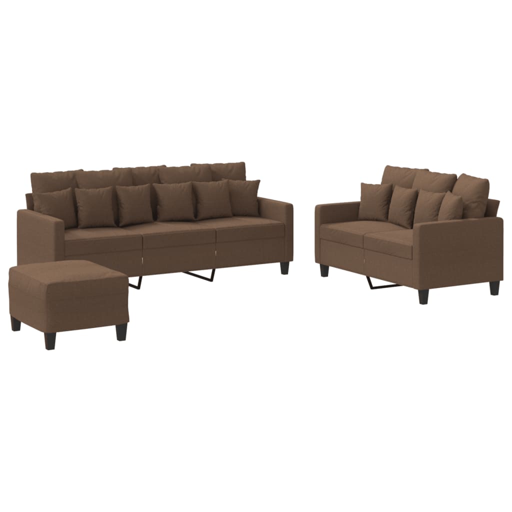 4-delige Loungeset met kussens stof bruin is nu te koop bij PeponiXL, paradijselijk wonen!