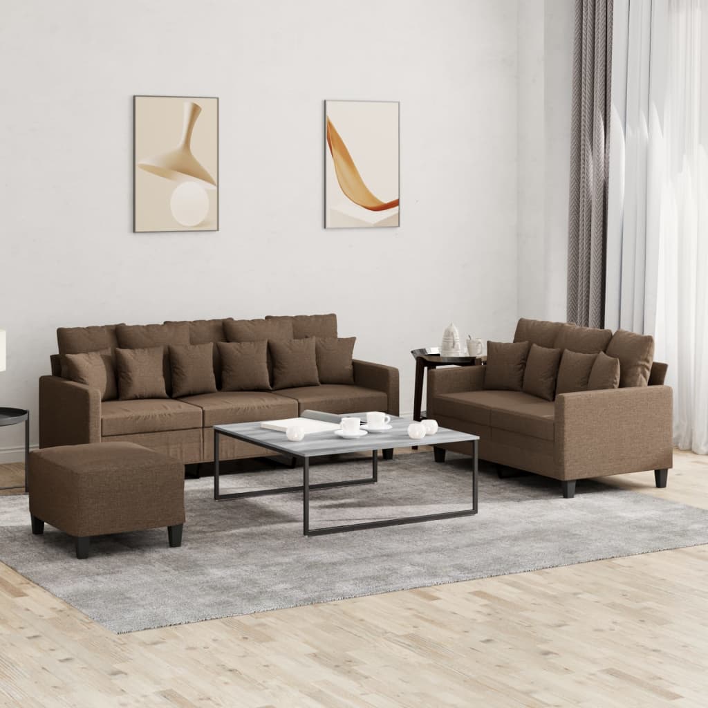 4-delige Loungeset met kussens stof bruin is nu te koop bij PeponiXL, paradijselijk wonen!