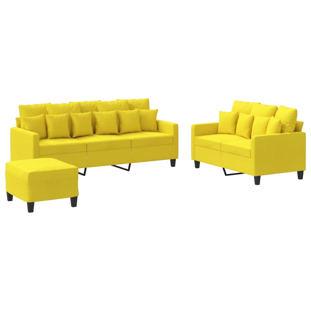 3-delige Loungeset met kussens stof lichtgeel is nu te koop bij PeponiXL, paradijselijk wonen!