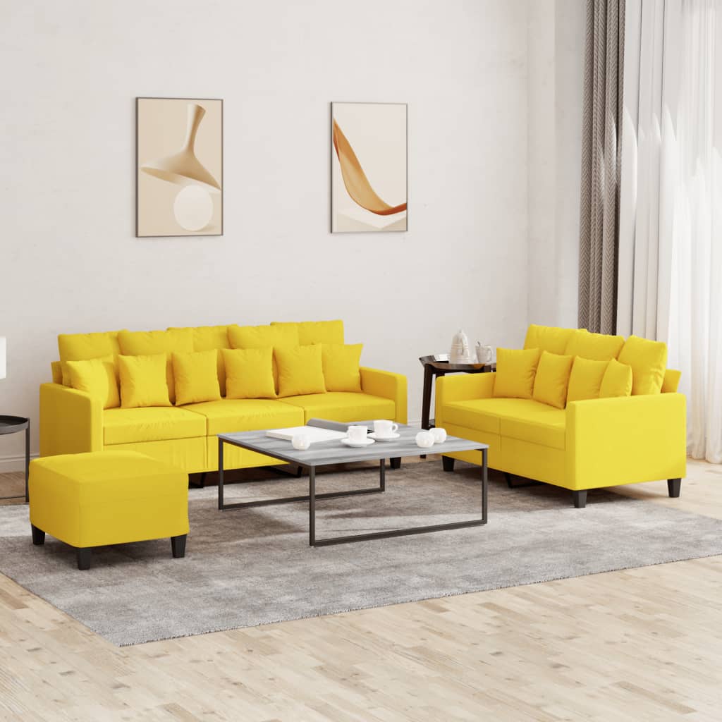 3-delige Loungeset met kussens stof lichtgeel is nu te koop bij PeponiXL, paradijselijk wonen!