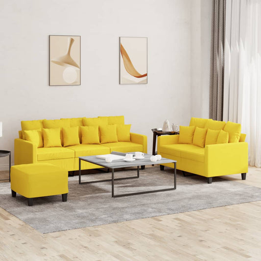 3-delige Loungeset met kussens stof lichtgeel is nu te koop bij PeponiXL, paradijselijk wonen!