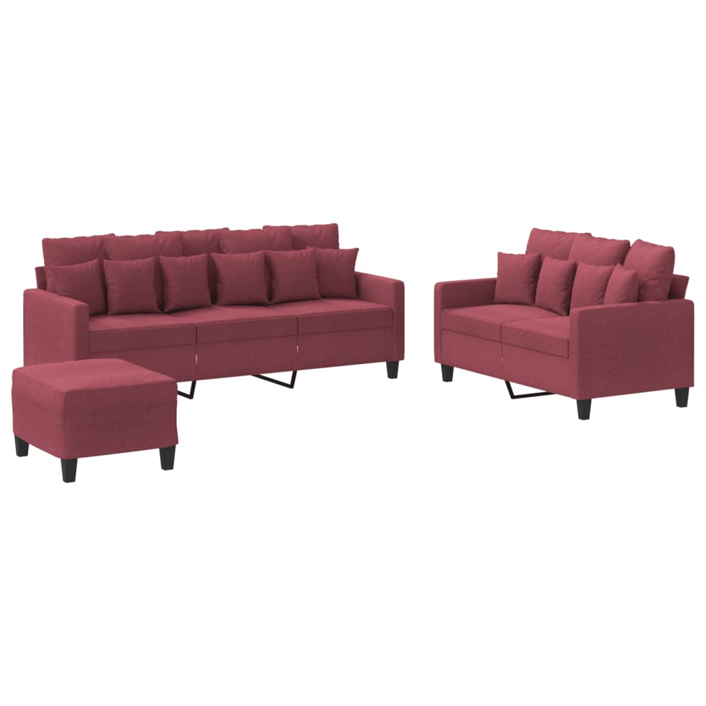 3-delige Loungeset met kussens stof wijnrood is nu te koop bij PeponiXL, paradijselijk wonen!