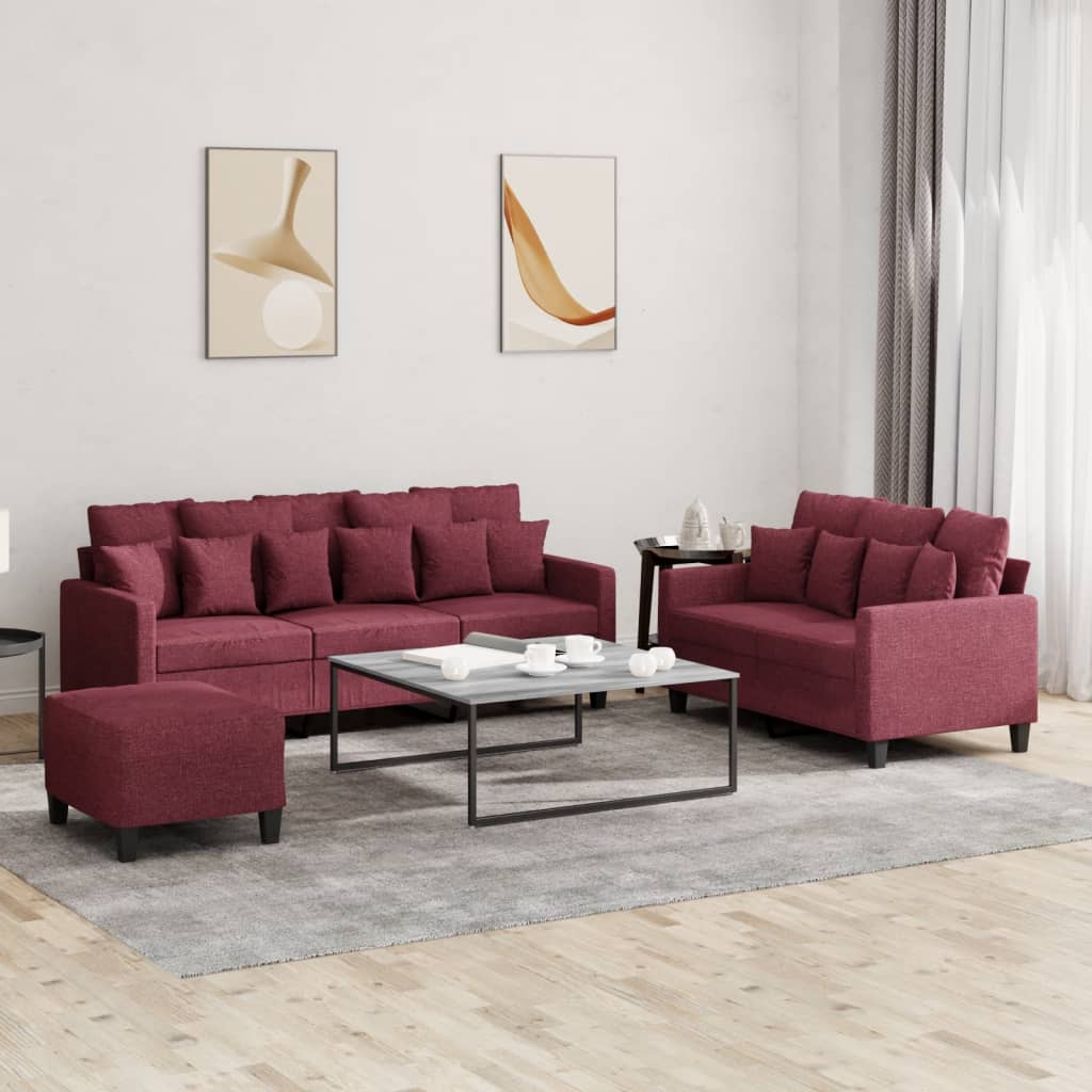 3-delige Loungeset met kussens stof wijnrood is nu te koop bij PeponiXL, paradijselijk wonen!