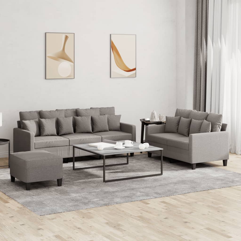 3-delige Loungeset met kussens stof taupe is nu te koop bij PeponiXL, paradijselijk wonen!