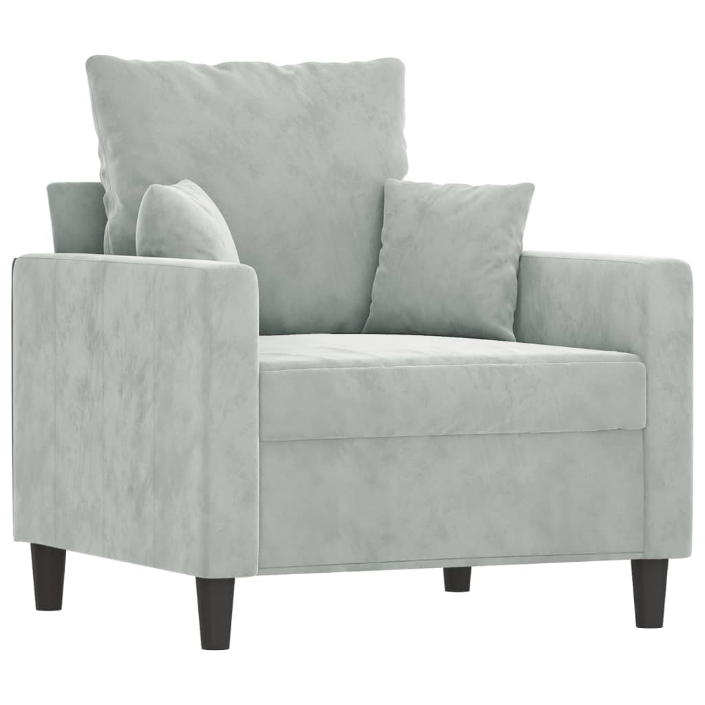 3-delige Loungeset met kussens fluweel lichtgrijs is nu te koop bij PeponiXL, paradijselijk wonen!