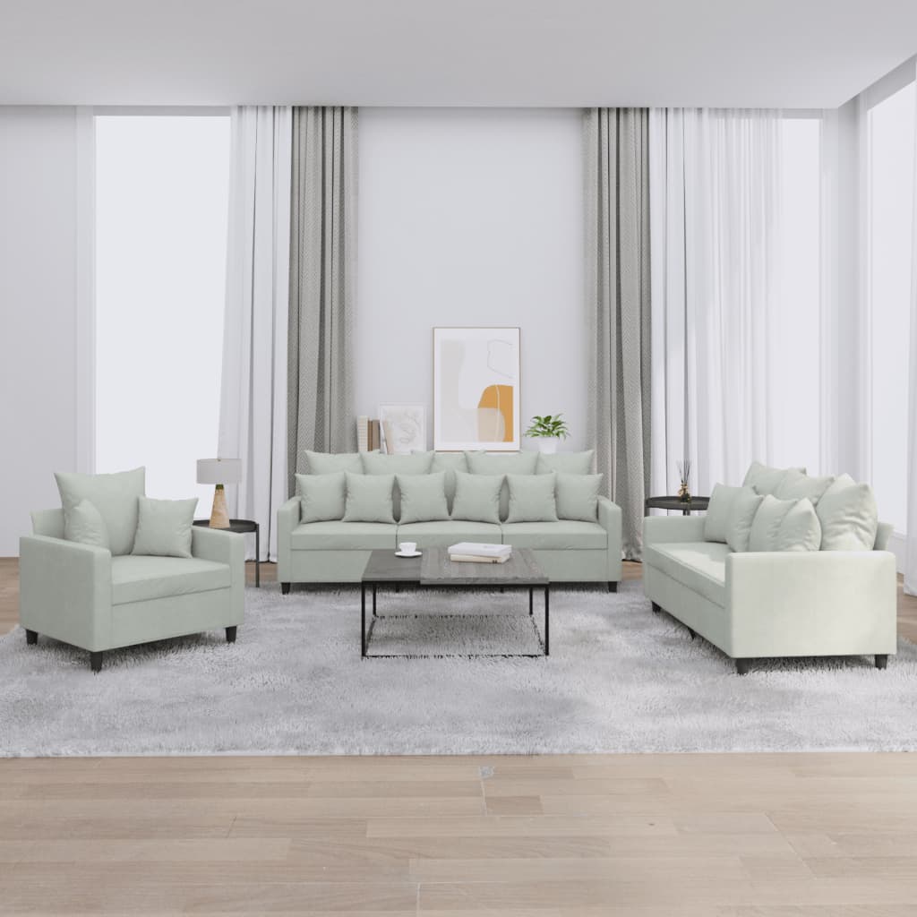 3-delige Loungeset met kussens fluweel lichtgrijs is nu te koop bij PeponiXL, paradijselijk wonen!