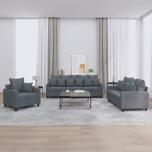 3-delige Loungeset met kussens fluweel donkergrijs is nu te koop bij PeponiXL, paradijselijk wonen!