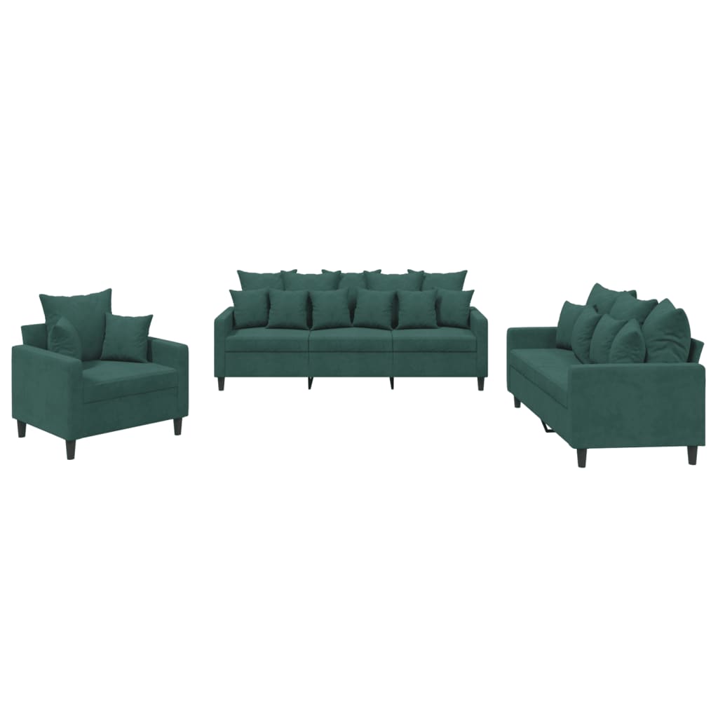 3-delige Loungeset met kussens fluweel donkergroen is nu te koop bij PeponiXL, paradijselijk wonen!