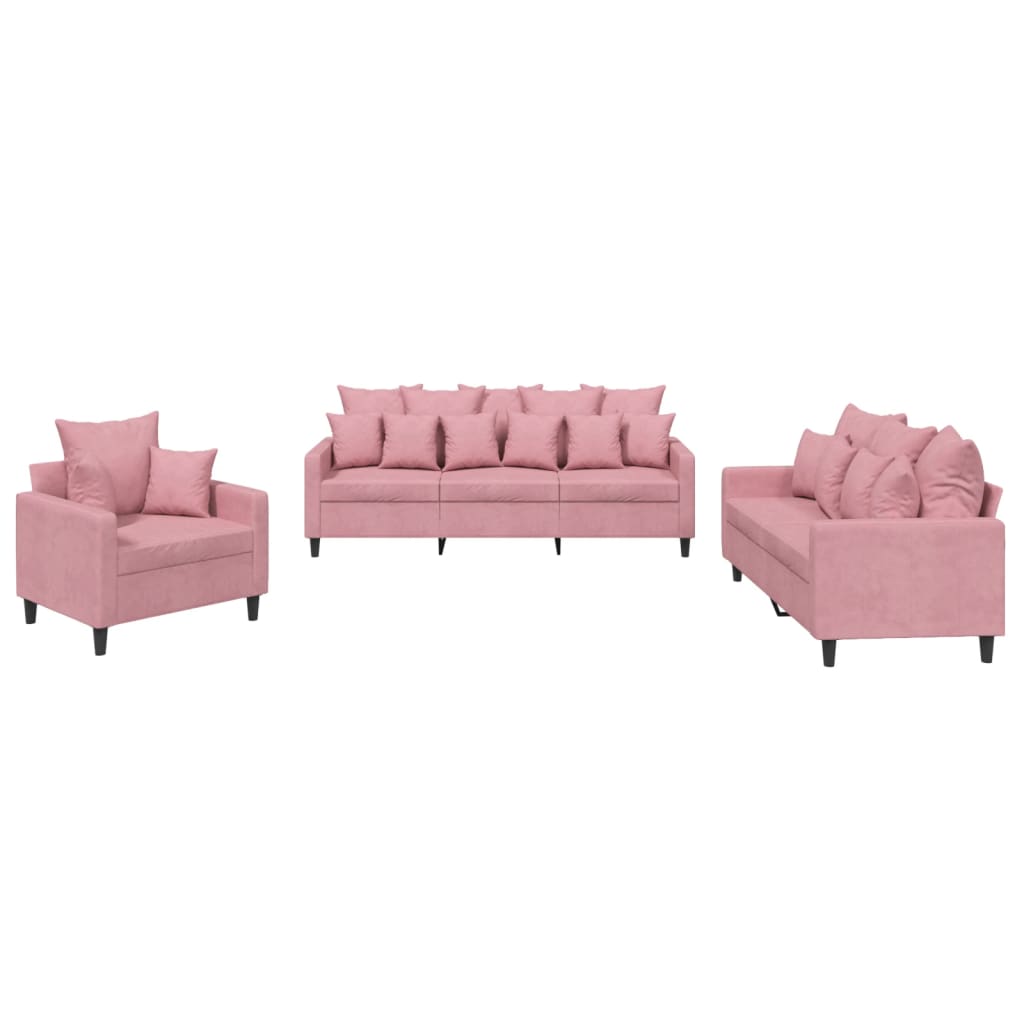 3-delige Loungeset met kussens fluweel roze is nu te koop bij PeponiXL, paradijselijk wonen!