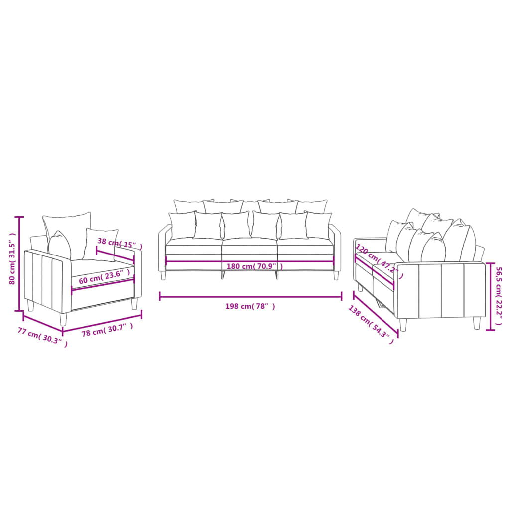3-delige Loungeset met kussens fluweel wijnrood is nu te koop bij PeponiXL, paradijselijk wonen!