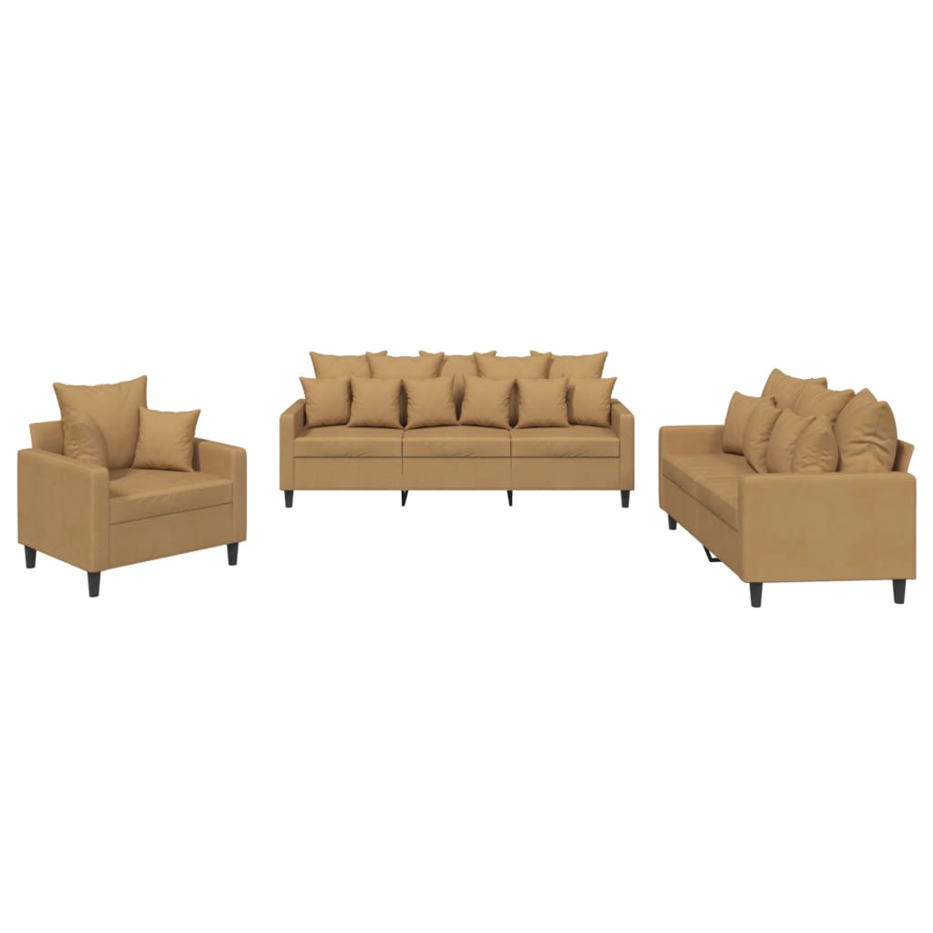 3-delige Loungeset met kussens fluweel bruin is nu te koop bij PeponiXL, paradijselijk wonen!