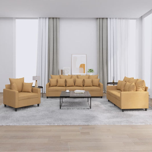 3-delige Loungeset met kussens fluweel bruin is nu te koop bij PeponiXL, paradijselijk wonen!