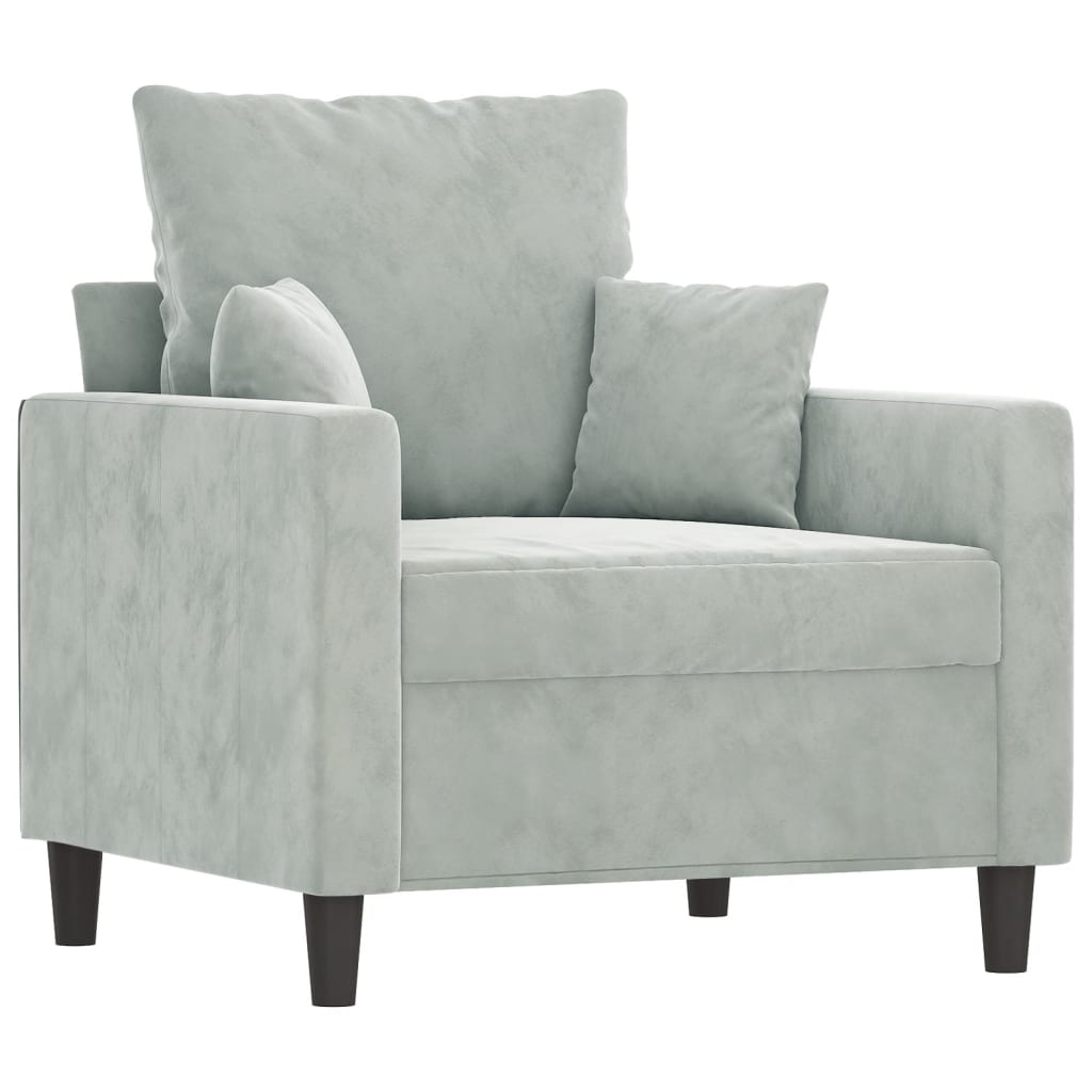 4-delige Loungeset met kussens fluweel lichtgrijs is nu te koop bij PeponiXL, paradijselijk wonen!