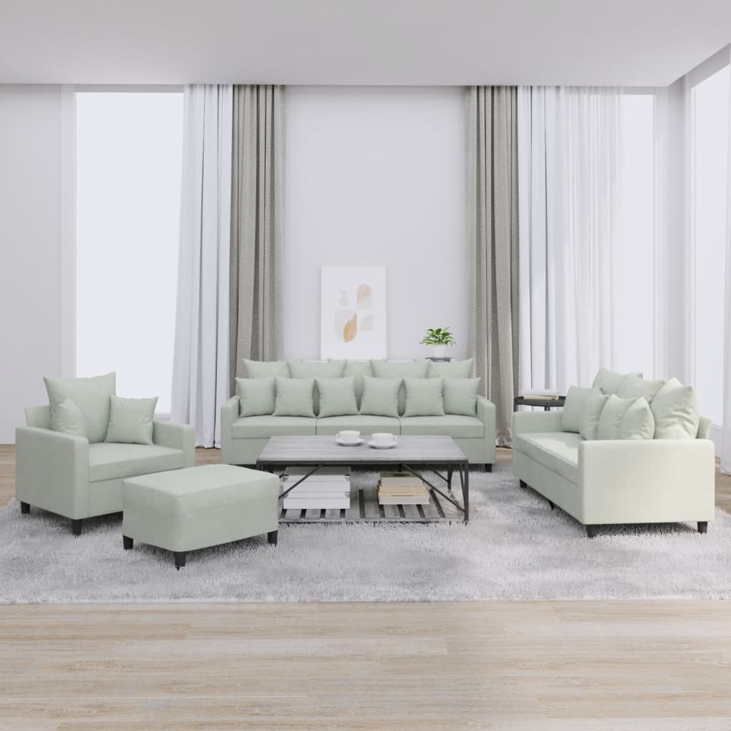 4-delige Loungeset met kussens fluweel lichtgrijs is nu te koop bij PeponiXL, paradijselijk wonen!