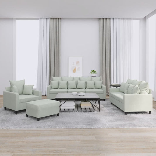 4-delige Loungeset met kussens fluweel lichtgrijs is nu te koop bij PeponiXL, paradijselijk wonen!