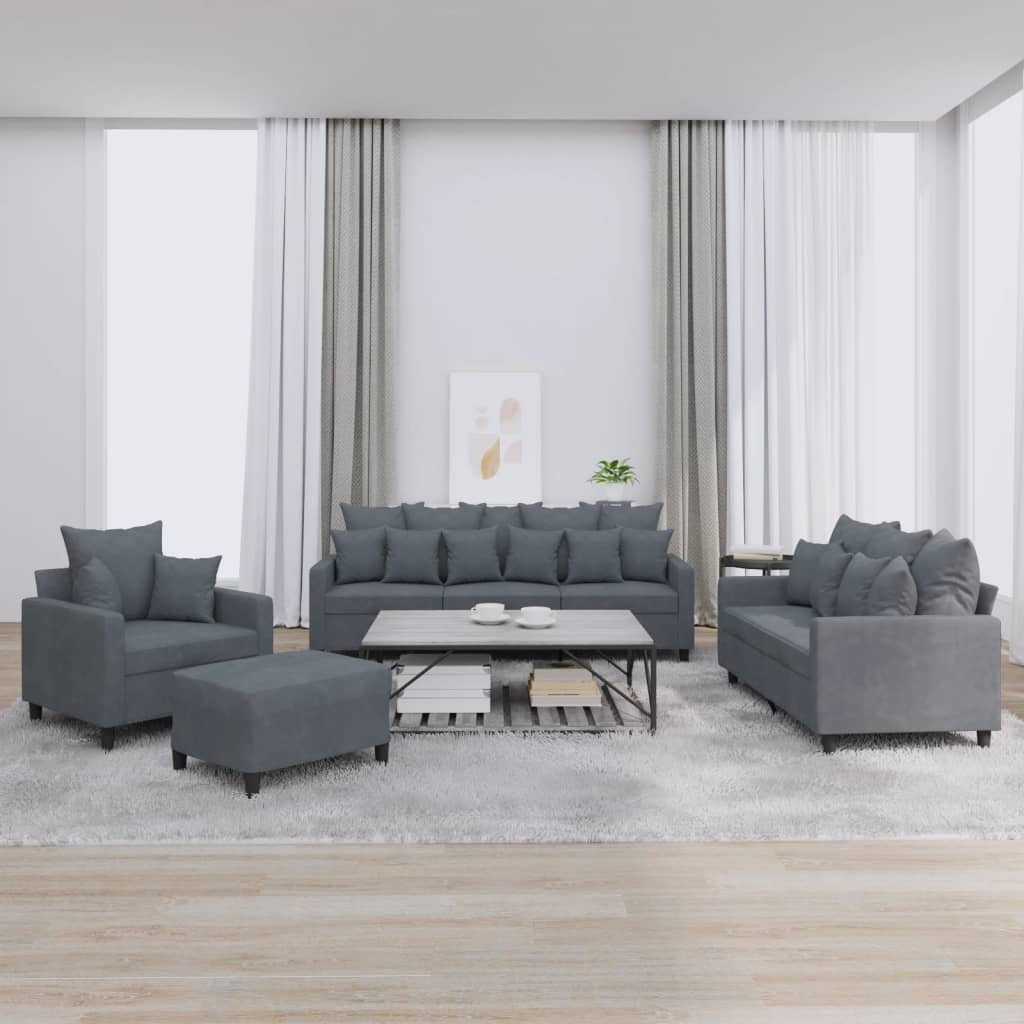 4-delige Loungeset met kussens fluweel donkergrijs is nu te koop bij PeponiXL, paradijselijk wonen!
