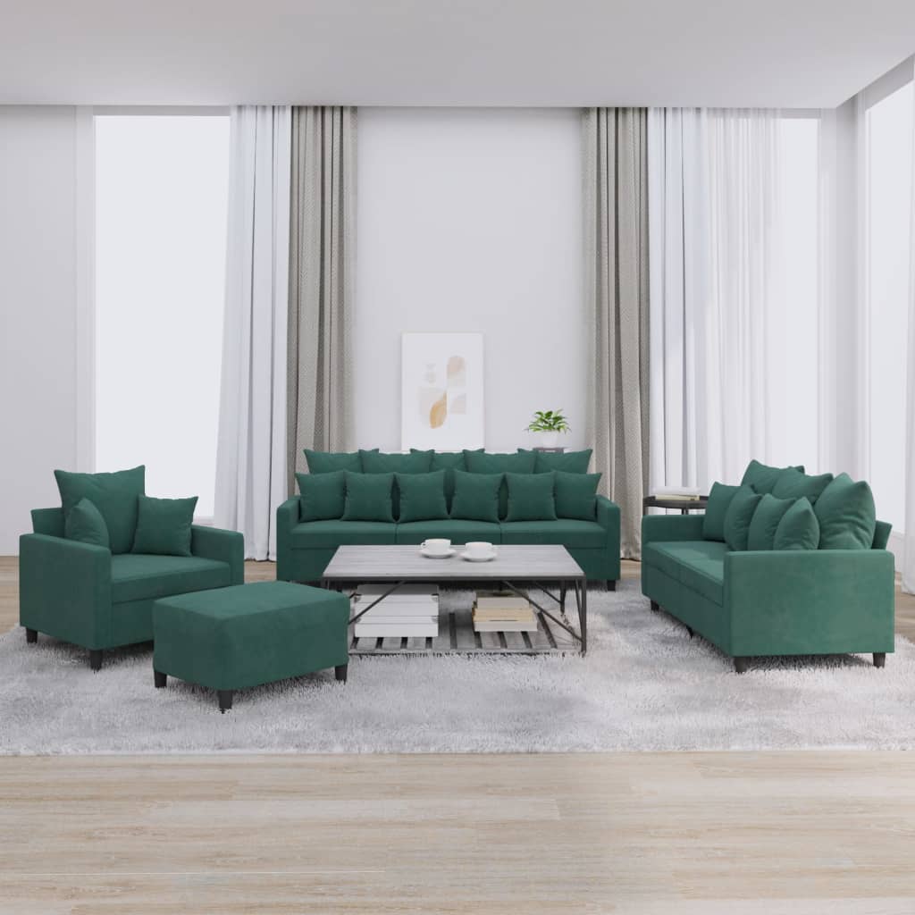 4-delige Loungeset met kussens fluweel donkergroen is nu te koop bij PeponiXL, paradijselijk wonen!