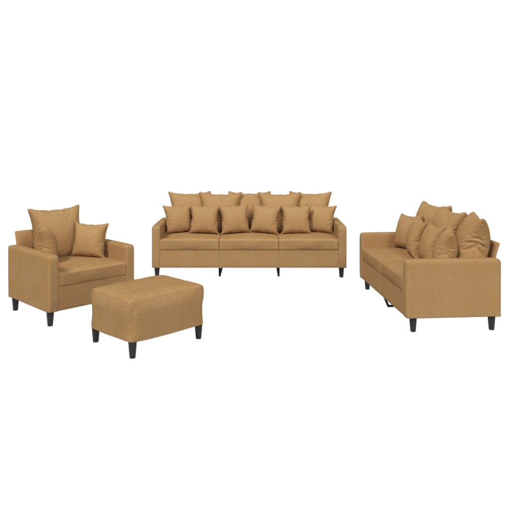 4-delige Loungeset met kussens fluweel bruin is nu te koop bij PeponiXL, paradijselijk wonen!