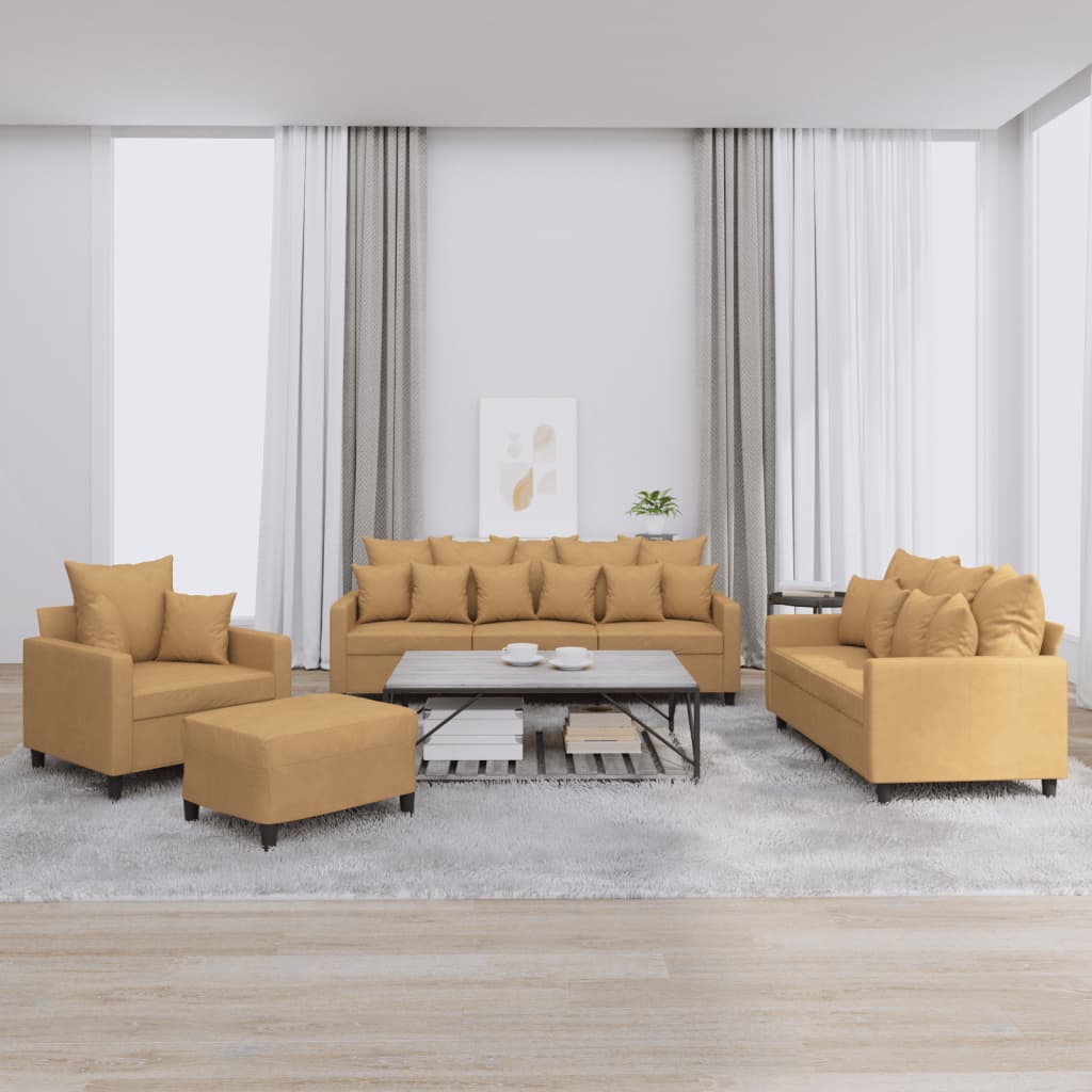 4-delige Loungeset met kussens fluweel bruin is nu te koop bij PeponiXL, paradijselijk wonen!