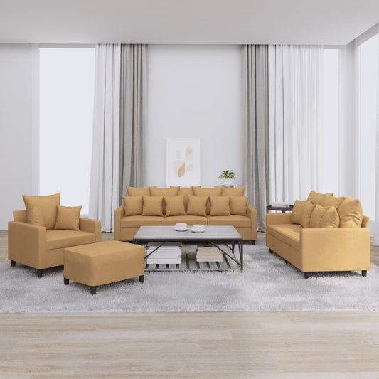 4-delige Loungeset met kussens fluweel bruin is nu te koop bij PeponiXL, paradijselijk wonen!