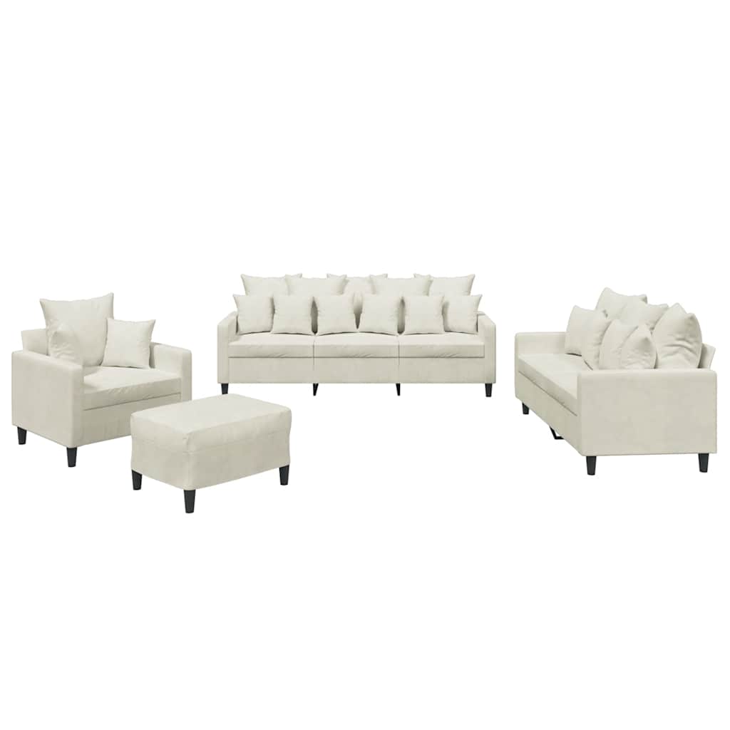 4-delige Loungeset met kussens fluweel crèmekleurig is nu te koop bij PeponiXL, paradijselijk wonen!