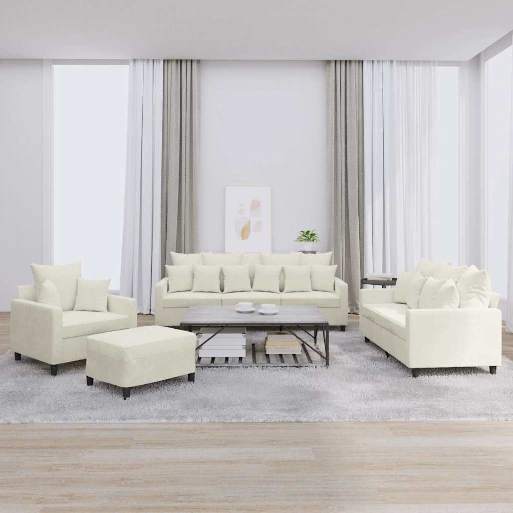 4-delige Loungeset met kussens fluweel crèmekleurig is nu te koop bij PeponiXL, paradijselijk wonen!