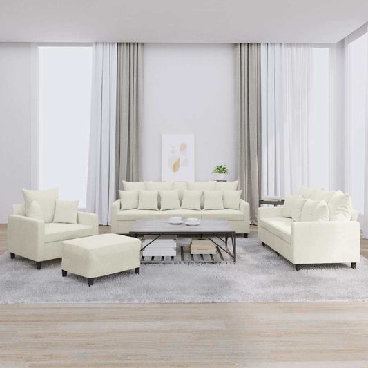 4-delige Loungeset met kussens fluweel crèmekleurig is nu te koop bij PeponiXL, paradijselijk wonen!