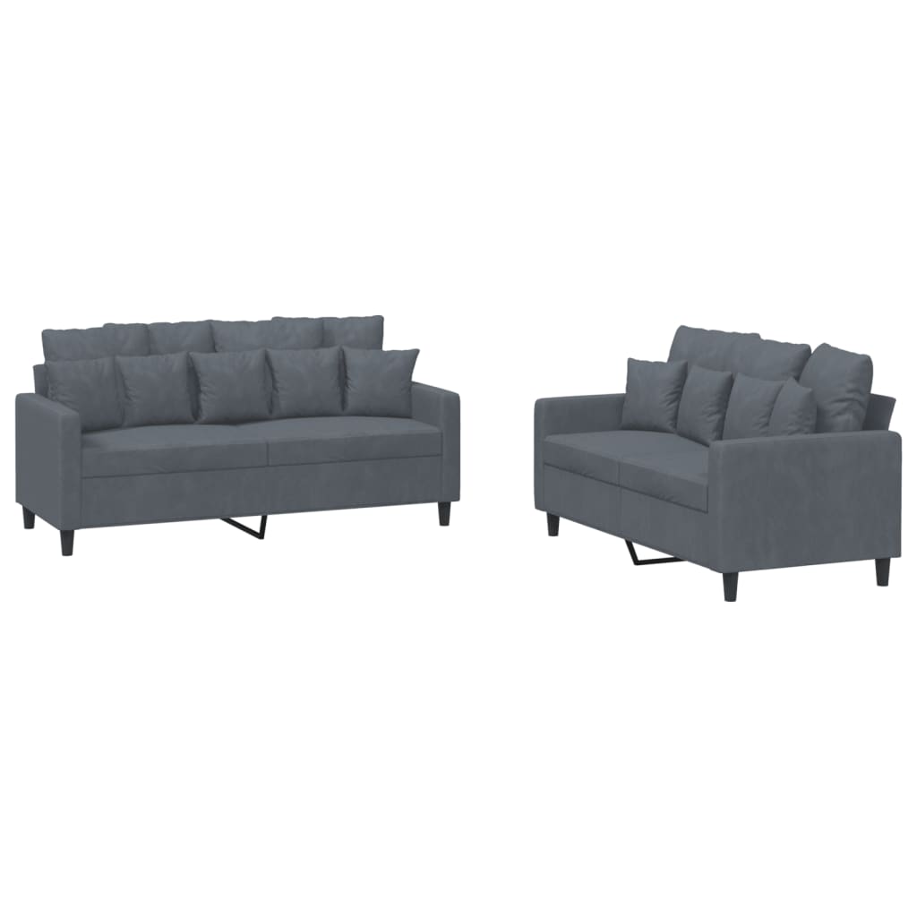 2-delige Loungeset met kussens fluweel donkergrijs is nu te koop bij PeponiXL, paradijselijk wonen!