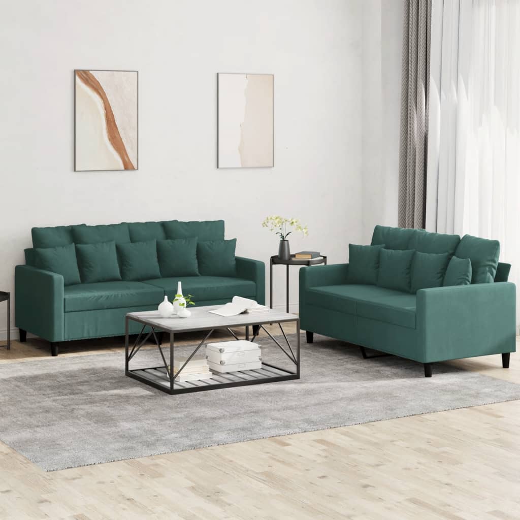 2-delige Loungeset met kussens fluweel donkergroen is nu te koop bij PeponiXL, paradijselijk wonen!
