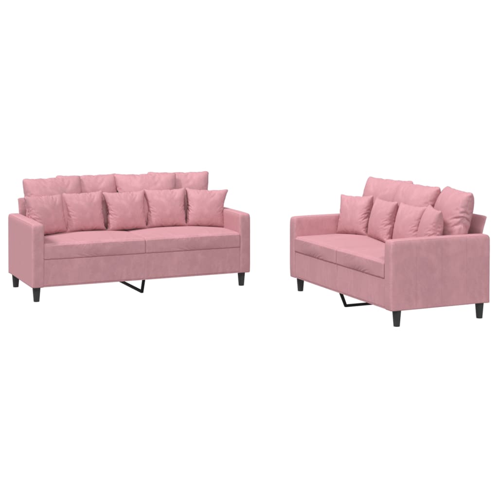 2-delige Loungeset met kussens fluweel roze is nu te koop bij PeponiXL, paradijselijk wonen!