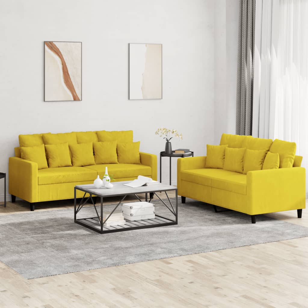 2-delige Loungeset met kussens fluweel geel is nu te koop bij PeponiXL, paradijselijk wonen!
