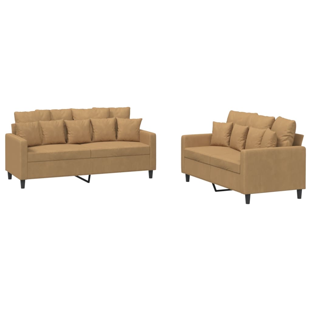 2-delige Loungeset met kussens fluweel bruin is nu te koop bij PeponiXL, paradijselijk wonen!