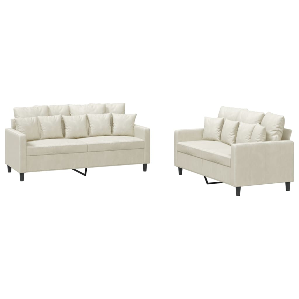 2-delige Loungeset met kussens fluweel crèmekleurig is nu te koop bij PeponiXL, paradijselijk wonen!