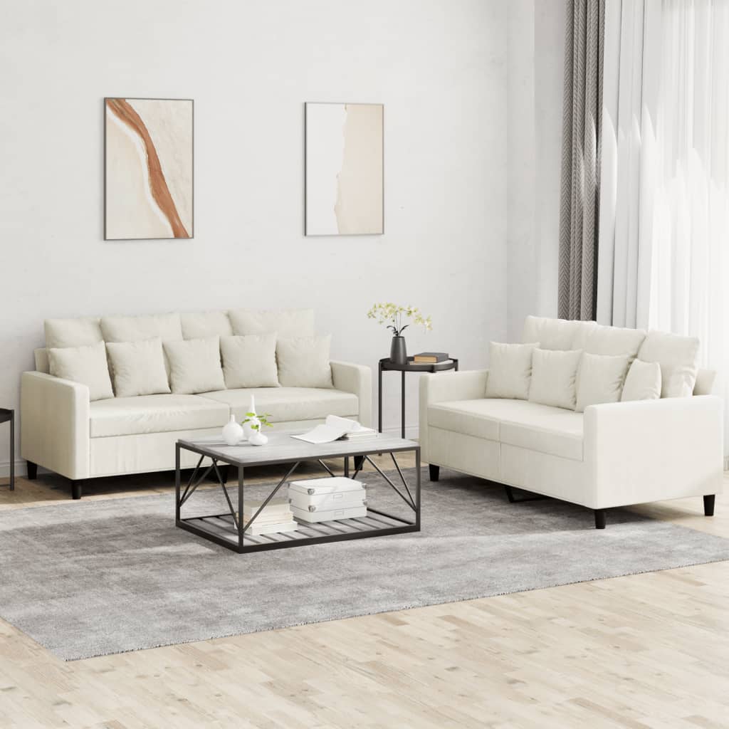 2-delige Loungeset met kussens fluweel crèmekleurig is nu te koop bij PeponiXL, paradijselijk wonen!