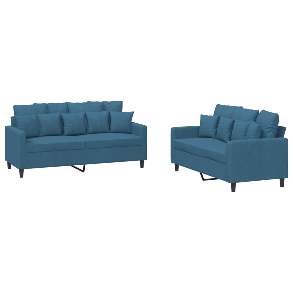 2-delige Loungeset met kussens fluweel blauw is nu te koop bij PeponiXL, paradijselijk wonen!