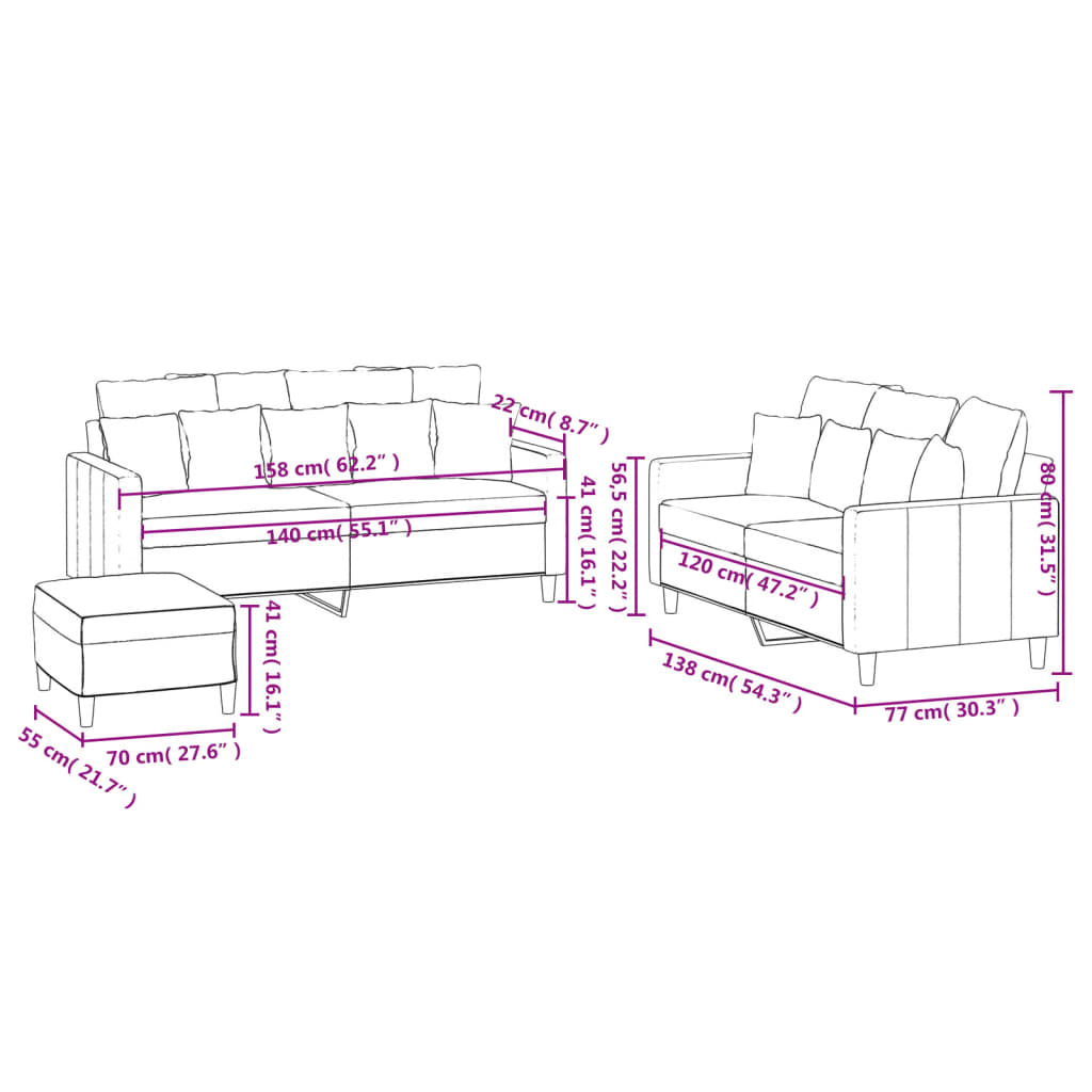 3-delige Loungeset met kussens fluweel donkergrijs is nu te koop bij PeponiXL, paradijselijk wonen!