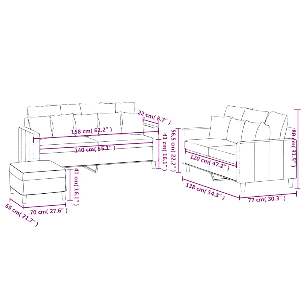 3-delige Loungeset met kussens fluweel bruin is nu te koop bij PeponiXL, paradijselijk wonen!