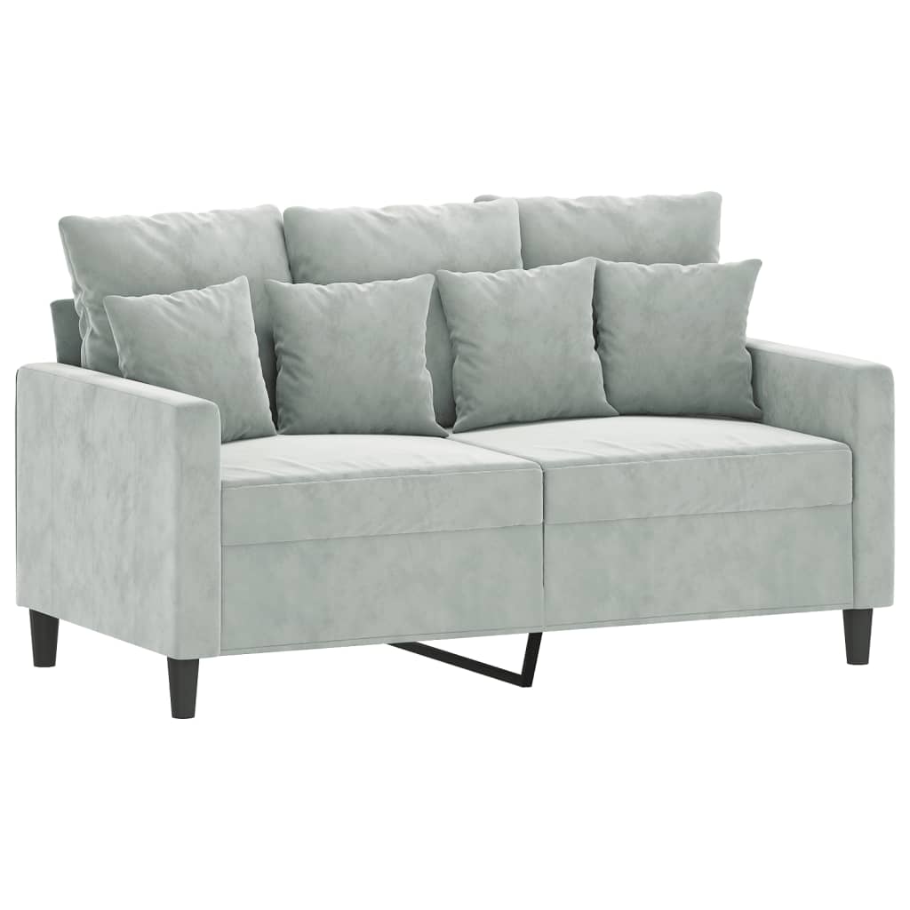 2-delige Loungeset met kussens fluweel lichtgrijs